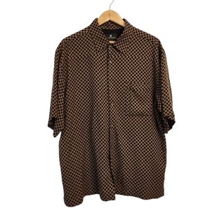 Stylish Black and Brown Geometric Button-Down Shirt